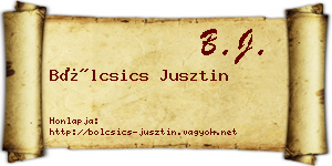 Bölcsics Jusztin névjegykártya